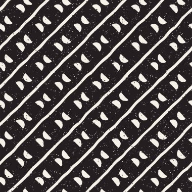 El ile Seamless Modeli hatları çizilmiş. Arka plan serbest fırça darbeleriyle. Siyah ve beyaz doku. Kağıt ambalaj için süsleme.