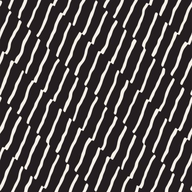 Seamless modeli el fırça darbeleri çekilmiş. Doodle grunge illüstrasyon mürekkep. Geometrik tek renkli vektör desen.