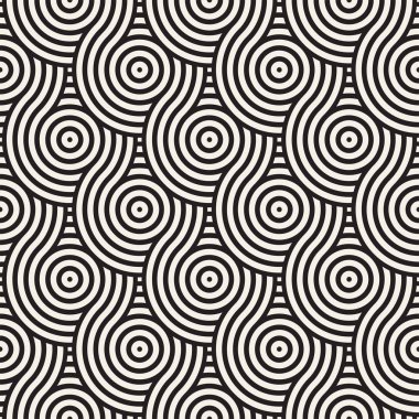 Vektör kesintisiz geometrik desen çizgiler ile daireler oluşur. Modern şık yuvarlanmış çizgiler doku. Yinelenen arka plan