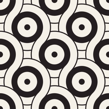 Vektör kesintisiz geometrik desen çizgiler ile daireler oluşur. Modern şık yuvarlanmış çizgiler doku. Yinelenen arka plan