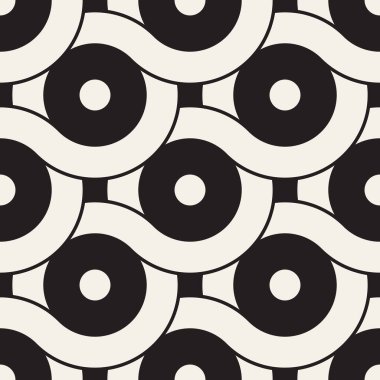 Vektör kesintisiz geometrik desen çizgiler ile daireler oluşur. Modern şık yuvarlanmış çizgiler doku. Yinelenen arka plan