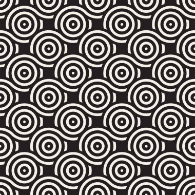 Vektör kesintisiz geometrik desen çizgiler ile daireler oluşur. Modern şık yuvarlanmış çizgiler doku. Yinelenen arka plan