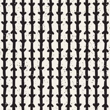 El ile Seamless Modeli hatları çizilmiş. Arka plan serbest fırça darbeleriyle. Siyah ve beyaz doku. Kağıt ambalaj için süsleme.