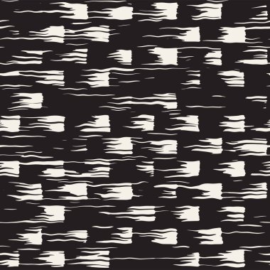 Vektör Dikişsiz desen fırça çizgileri ve vuruş. Siyah ve beyaz arka plan mürekkep elemanları ile. El doku boyalı.