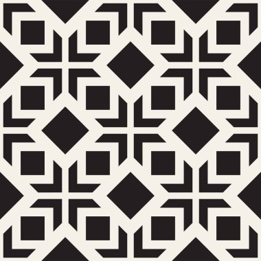 Soyut geometrik çizgiler kafes desen. Sorunsuz vektör arka plan. Siyah ve beyaz basit Yinelenen doku.