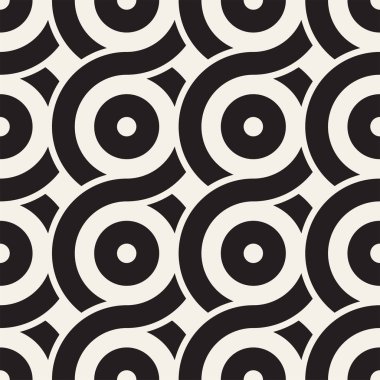 Vektör kesintisiz geometrik desen çizgiler ile daireler oluşur. Modern şık yuvarlanmış çizgiler doku. Yinelenen arka plan