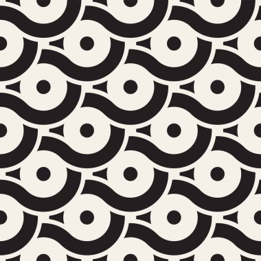 Vektör kesintisiz geometrik desen çizgiler ile daireler oluşur. Modern şık yuvarlanmış çizgiler doku. Yinelenen arka plan