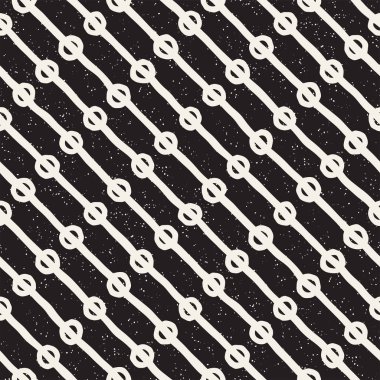 El ile Seamless Modeli hatları çizilmiş. Arka plan serbest fırça darbeleriyle. Siyah ve beyaz doku. Kağıt ambalaj için süsleme.