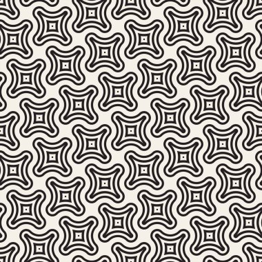 Vektör sorunsuz siyah ve beyaz çizgiler desen arka plan. Süsleme fayans geometrik şekiller çapraz.