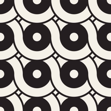 Vektör kesintisiz geometrik desen çizgiler ile daireler oluşur. Modern şık yuvarlanmış çizgiler doku. Yinelenen arka plan