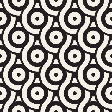 Vektör kesintisiz geometrik desen çizgiler ile daireler oluşur. Modern şık yuvarlanmış çizgiler doku. Yinelenen arka plan