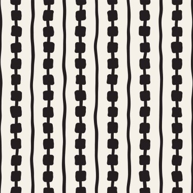 El ile Seamless Modeli hatları çizilmiş. Arka plan serbest fırça darbeleriyle. Siyah ve beyaz doku. Kağıt ambalaj için süsleme.