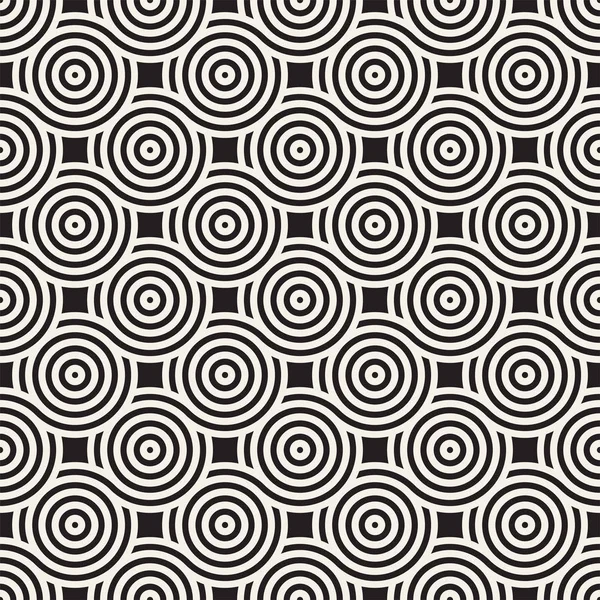 Patrón geométrico sin costura vectorial compuesto por círculos y líneas. Moderna y elegante textura de rayas redondeadas. Repetir antecedentes abstractos — Archivo Imágenes Vectoriales