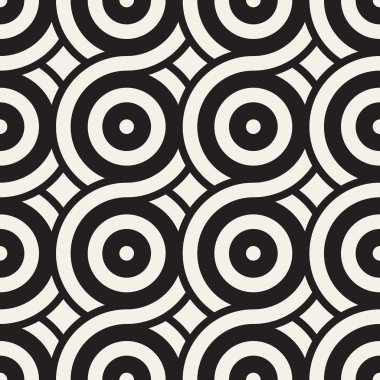 Vektör kesintisiz geometrik desen çizgiler ile daireler oluşur. Modern şık yuvarlanmış çizgiler doku. Yinelenen arka plan