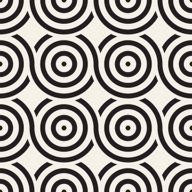 Vektör kesintisiz geometrik desen çizgiler ile daireler oluşur. Modern şık yuvarlanmış çizgiler doku. Yinelenen arka plan