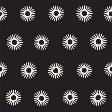 Vektör sorunsuz sunburst şekiller serbest desen. Arka plan yuvarlak fırça darbeleriyle. Elle çizilmiş doku