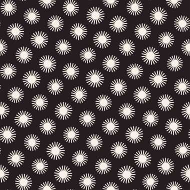 Vektör sorunsuz sunburst şekiller serbest desen. Arka plan yuvarlak fırça darbeleriyle. Elle çizilmiş doku