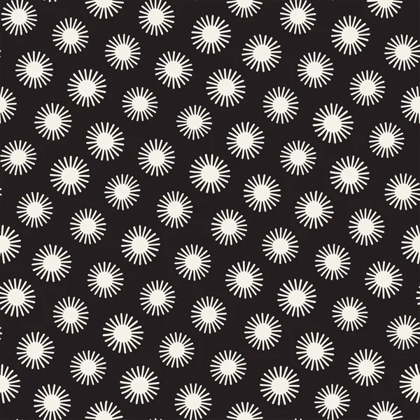 Vektör sorunsuz sunburst şekiller serbest desen. Arka plan yuvarlak fırça darbeleriyle. Elle çizilmiş doku