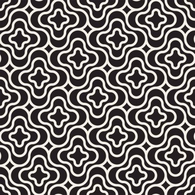 Vektör sorunsuz siyah ve beyaz çizgiler desen arka plan. Süsleme fayans geometrik şekiller çapraz.