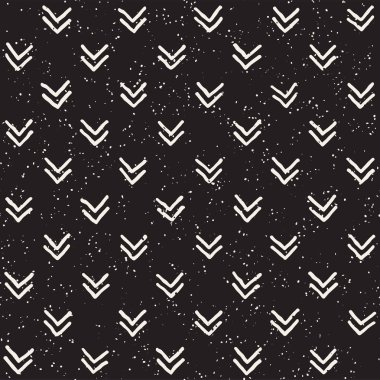 El ile Seamless Modeli hatları çizilmiş. Arka plan serbest fırça darbeleriyle. Siyah ve beyaz doku. Kağıt ambalaj için süsleme.