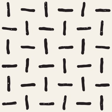 El çekilmiş siyah beyaz mürekkep soyut seamless modeli. Vektör şık doku. Tek renkli geometrik shappes boya fırça satırları