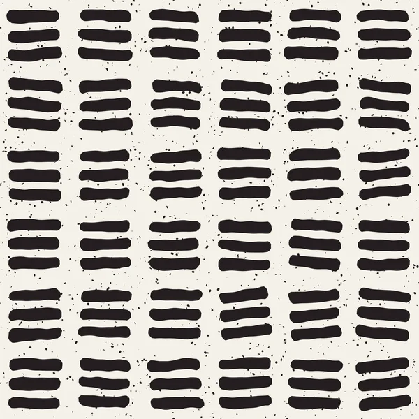 El çekilmiş siyah beyaz mürekkep soyut seamless modeli. Vektör şık doku. Tek renkli geometrik shappes boya fırça satırları
