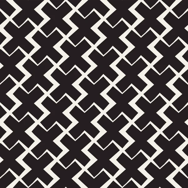 Patrón de líneas negras y blancas sin costura vectorial Fondo abstracto. Ornamento de baldosas geométricas de formas cruzadas . — Archivo Imágenes Vectoriales