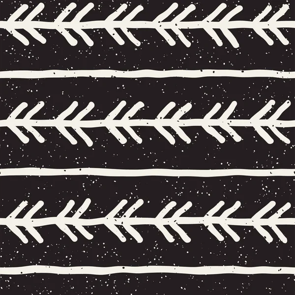 El çekilmiş siyah beyaz mürekkep soyut seamless modeli. Vektör şık doku. Tek renkli geometrik shappes boya fırça satırları