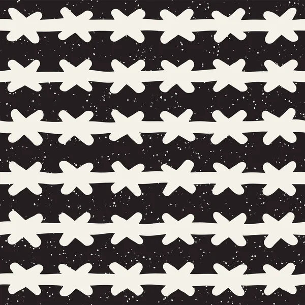 El çekilmiş siyah beyaz mürekkep soyut seamless modeli. Vektör şık doku. Tek renkli geometrik shappes boya fırça satırları