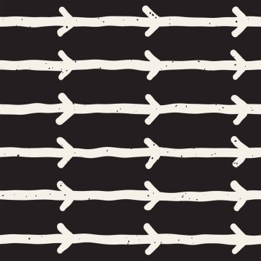 El çekilmiş siyah beyaz mürekkep soyut seamless modeli. Vektör şık doku. Tek renkli geometrik shappes boya fırça satırları