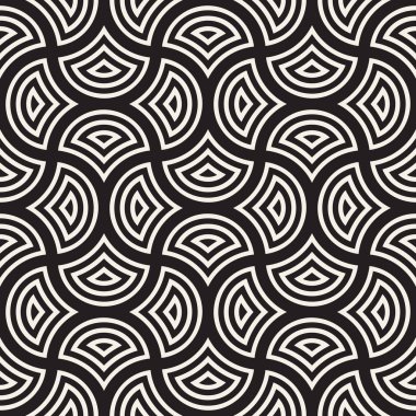 Vektör sorunsuz yuvarlak hatları desen. Geometrik arka plan tasarlamak. Dairesel geometrik döşeme kafes