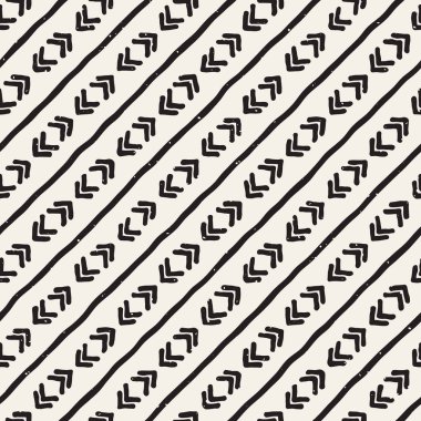 El ile Seamless Modeli hatları çizilmiş. Arka plan serbest fırça darbeleriyle. Siyah ve beyaz doku. Kağıt ambalaj için süsleme.