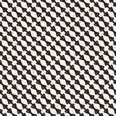 El ile Seamless Modeli hatları çizilmiş. Arka plan serbest fırça darbeleriyle. Siyah ve beyaz doku. Kağıt ambalaj için süsleme.