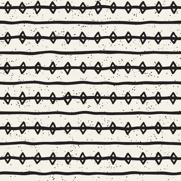 Hand getekende zwarte en witte inkt abstracte naadloze patroon. Het stijlvolle patroon vector. Monochroom geometrische shappes verf penseel lijnen — Stockvector
