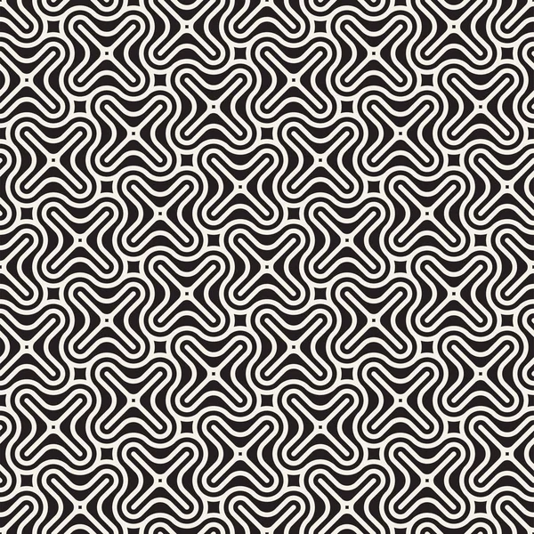 Vector Seamless Black And White Lines Pattern Résumé de fond. Décoration de carrelage géométrique de formes croisées . — Image vectorielle