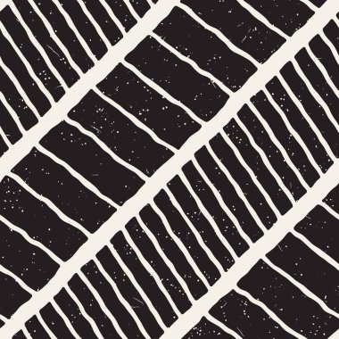 El ile Dikişsiz desen fırça darbeleriyle çizilmiş. Mürekkep doodle illüstrasyon. Geometrik tek renkli vektör desen.