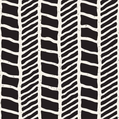 El ile Dikişsiz desen fırça darbeleriyle çizilmiş. Mürekkep doodle illüstrasyon. Geometrik tek renkli vektör desen.