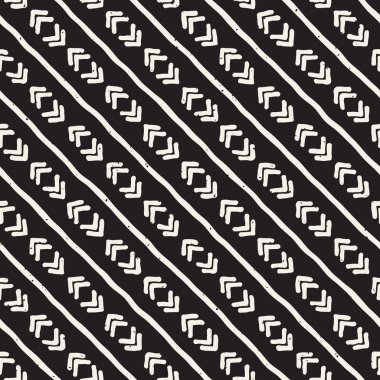 El ile Seamless Modeli hatları çizilmiş. Arka plan serbest fırça darbeleriyle. Siyah ve beyaz doku. Kağıt ambalaj için süsleme.