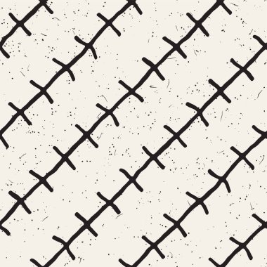 El ile Dikişsiz desen fırça darbeleriyle çizilmiş. Mürekkep doodle illüstrasyon. Geometrik tek renkli vektör desen.