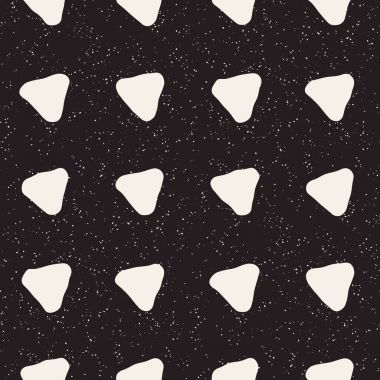 El çekilmiş siyah beyaz mürekkep soyut seamless modeli. Vektör şık doku. Tek renkli geometrik shappes boya fırça satırları