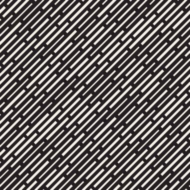 Siyah ve beyaz düzensiz kesik çizgiler desen. Modern soyut vektör sorunsuz arka plan. Şık kaotik çizgili Mozaik