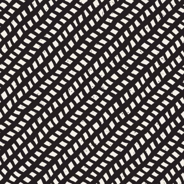 El ile Dikişsiz desen fırça darbeleriyle çizilmiş. Mürekkep doodle illüstrasyon. Geometrik tek renkli vektör desen.