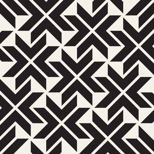 Vector seamless preto e branco linhas padrão abstrato fundo. Formas cruzadas ornamento de amarração geométrica . — Vetor de Stock