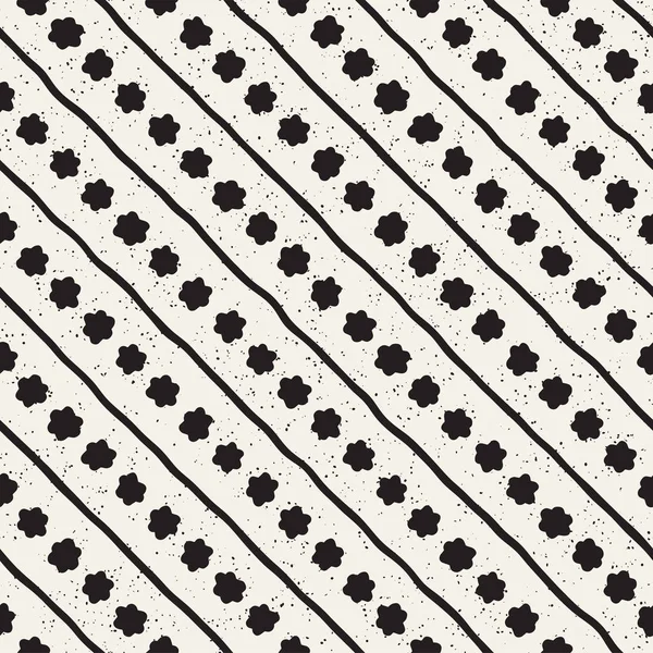 El ile Seamless Modeli hatları çizilmiş. Arka plan serbest fırça darbeleriyle. Siyah ve beyaz doku. Kağıt ambalaj için süsleme.