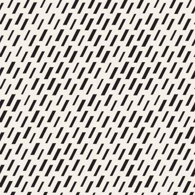 Siyah ve beyaz düzensiz kesik çizgiler desen. Modern soyut vektör sorunsuz arka plan. Şık kaotik çizgili Mozaik