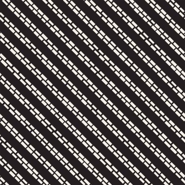 Siyah ve beyaz düzensiz kesik çizgiler desen. Modern soyut vektör sorunsuz arka plan. Şık kaotik çizgili Mozaik