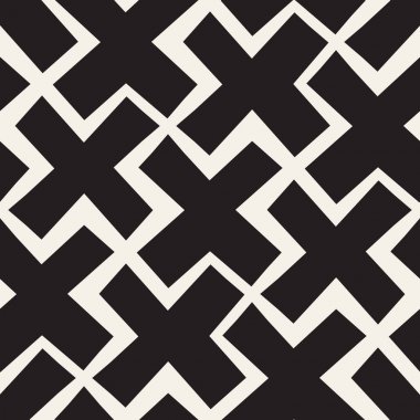 Vektör sorunsuz siyah ve beyaz çizgiler desen arka plan. Süsleme fayans geometrik şekiller çapraz.