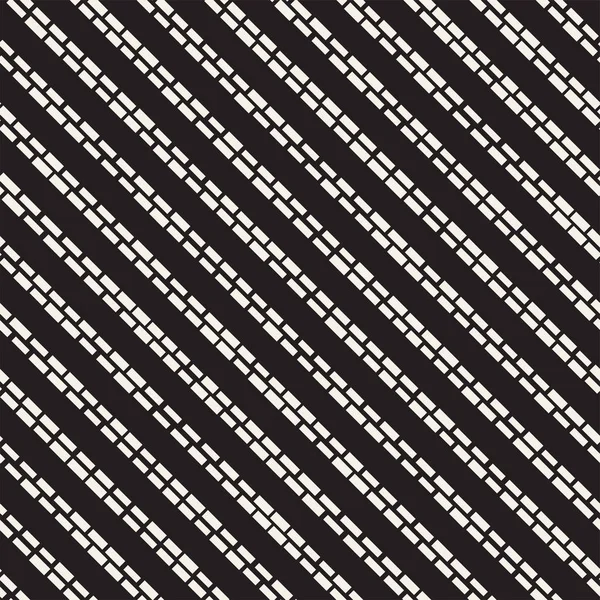 Black and White Irregular Dashed Lines Pattern. Modern Abstract Vector Seamless Background. Stylish Chaotic Stripes Mosaic — Stock Vector