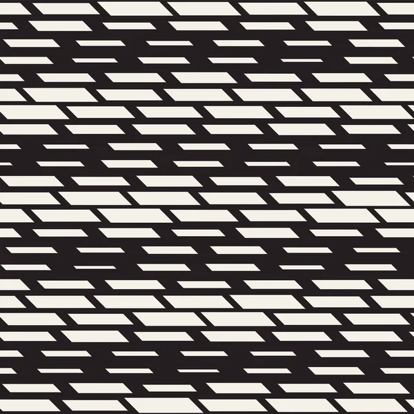Bianco e nero linee tratteggiate irregolari Pattern. Sfondo moderno astratto vettoriale senza soluzione di continuità. Elegante mosaico di strisce caotiche — Vettoriale Stock