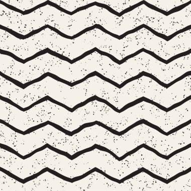 El ile Dikişsiz desen fırça darbeleriyle çizilmiş. Mürekkep doodle illüstrasyon. Geometrik tek renkli vektör desen.